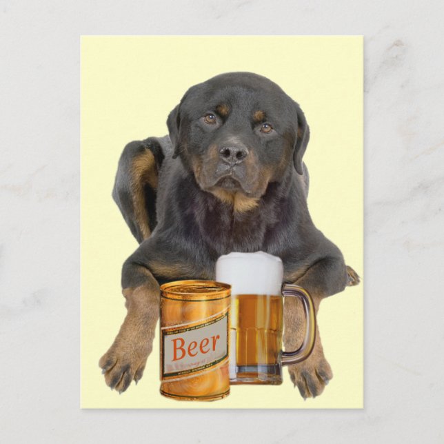 Rottweiler Touch mein Bier nicht Postkarte (Vorderseite)
