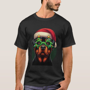Rottweiler Tragen Weihnachtsbaum Brillen Men Wome T-Shirt