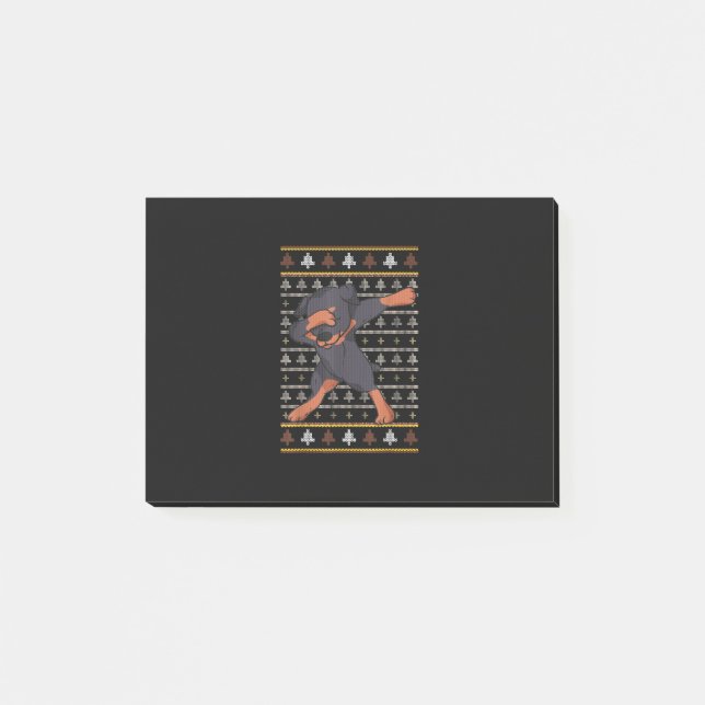 Rottweiler Ugly Sweater Christmas Dog Dab Dance Post-it Klebezettel (Vorderseite)