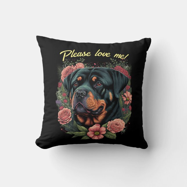 Rottweiler und Rose-Drehkissen und benutzerdefinie Kissen (Vorderseite)