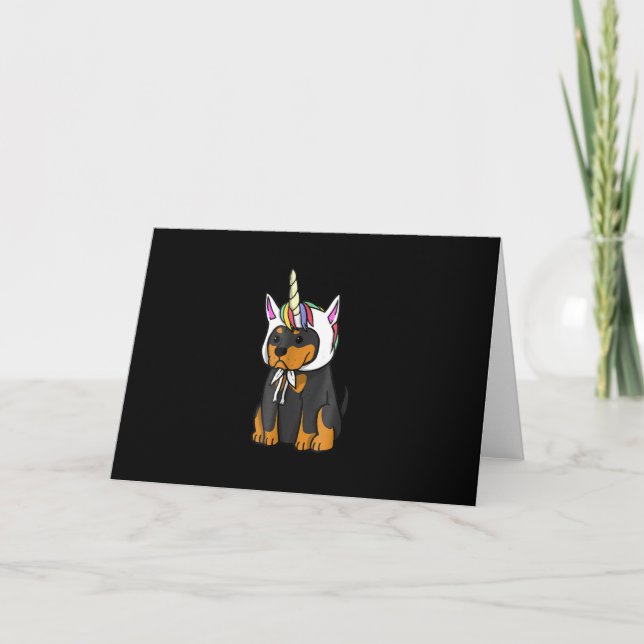Rottweiler Unicorn Dog Dankeskarte (Vorderseite)