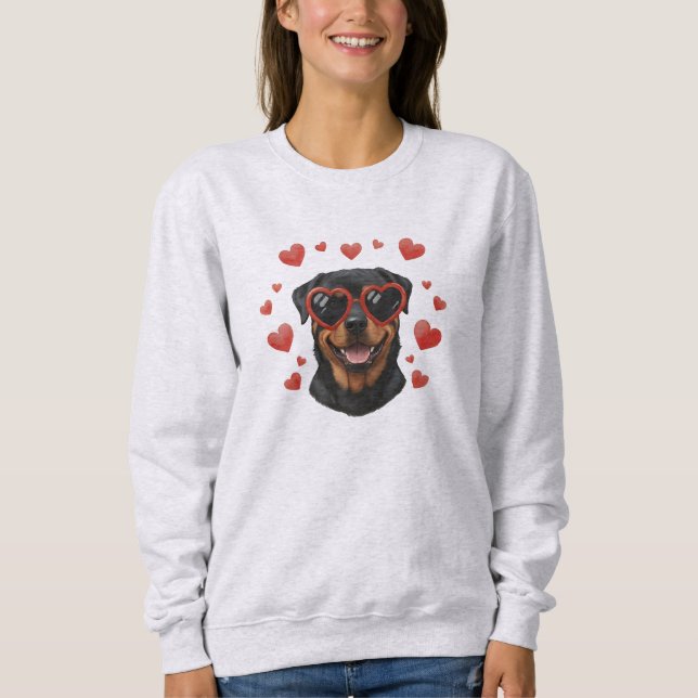 Rottweiler Valentine Oil Painting Dog Portrait Sweatshirt (Vorderseite)