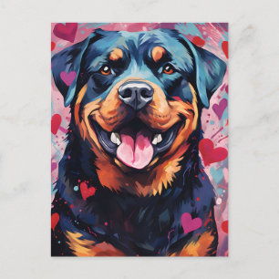 Rottweiler Valentinstag Postkarte