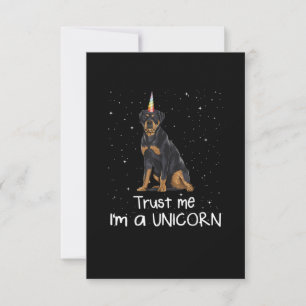Rottweiler vertraue mir im a Einhornhund RSVP Karte
