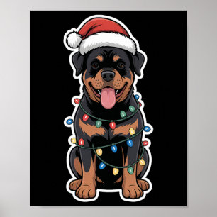 Rottweiler wackelte in Weihnachtslicht Poster
