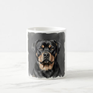 Rottweiler-Wasserfarben-Porträt Kaffeetasse