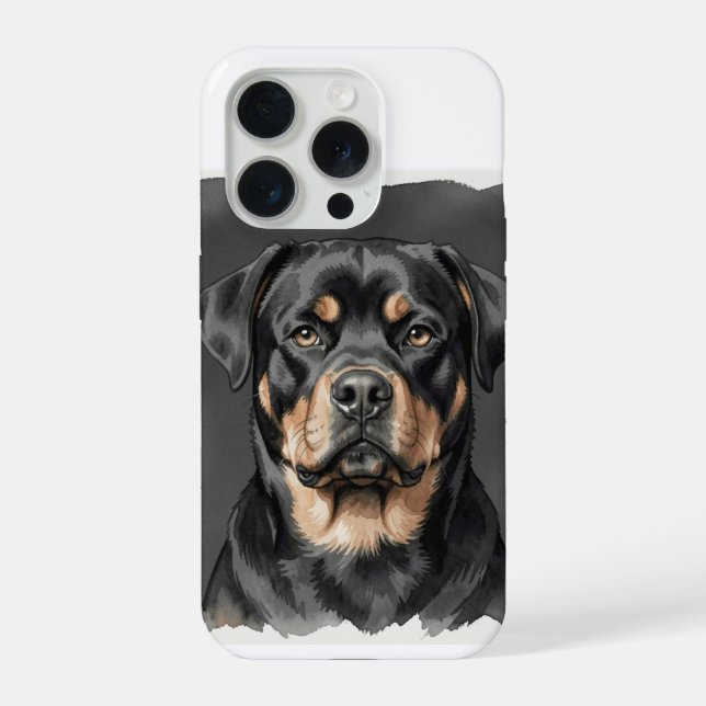 Rottweiler-Wasserfarbenporträt iPhone Hülle (Rückseite)