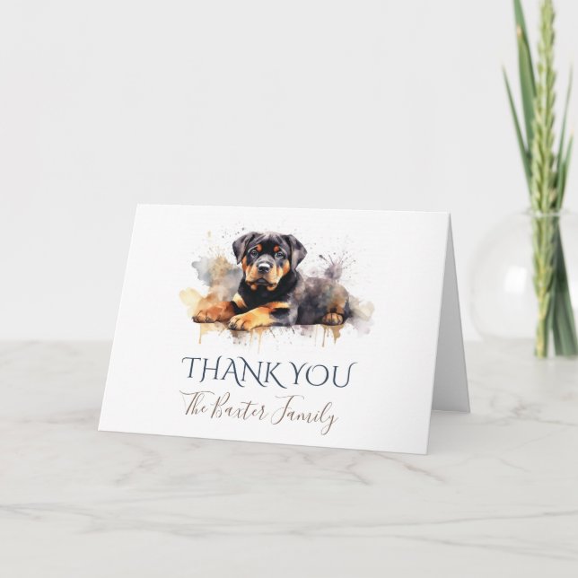 Rottweiler Watercolor Dankeschön Karte (Vorderseite)