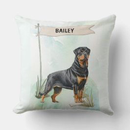 Rottweiler Watercolor Personalized Dog Kissen