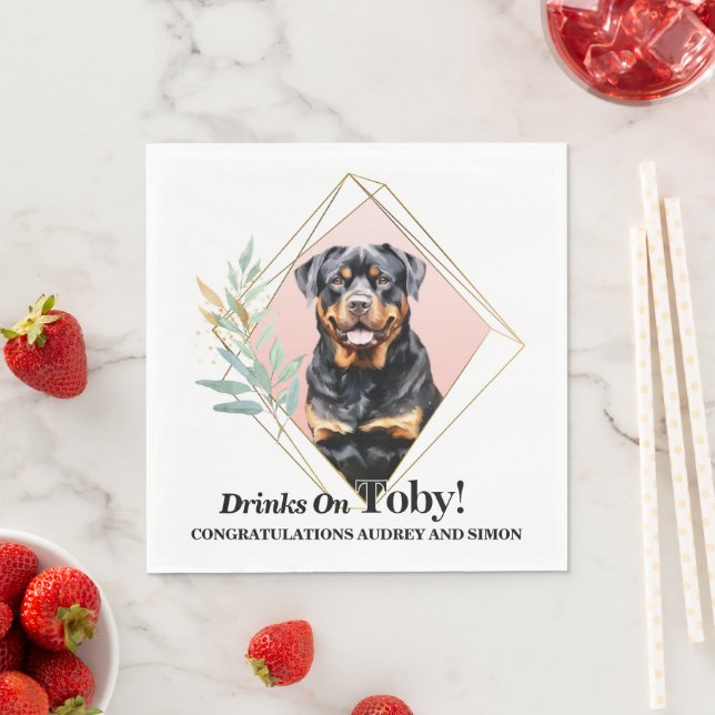 Rottweiler Wedding Napkins mit Hunden Foto Serviette (Beispiel)