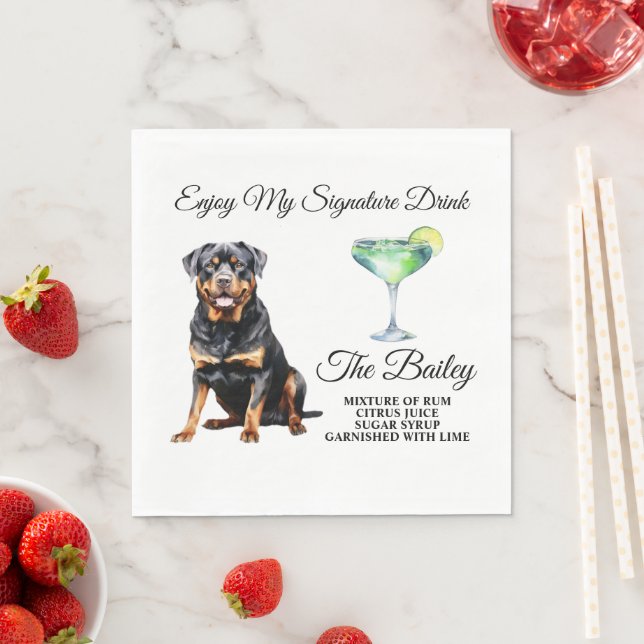Rottweiler Wedding Signature Drink Serviette (Beispiel)