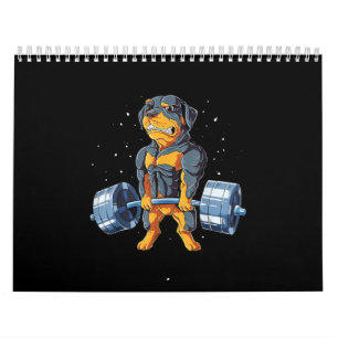 Rottweiler Weighlift Funny Deadlift Männer Fitnes Kalender