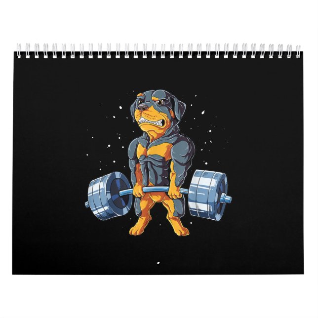 Rottweiler Weighlift Funny Deadlift Männer Fitness Kalender (Titelbild)