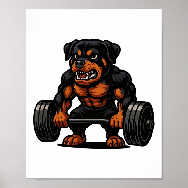 Rottweiler Weightlift Bodybuilder Trainingsgym D Poster (Vorne)