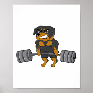 Rottweiler Weightlift Bodybuilding Hundeshirt für Poster