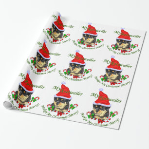 Rottweiler Weihnachten fröhlich Geschenkpapier