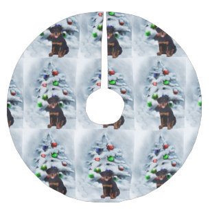Rottweiler Weihnachten Polyester Weihnachtsbaumdecke