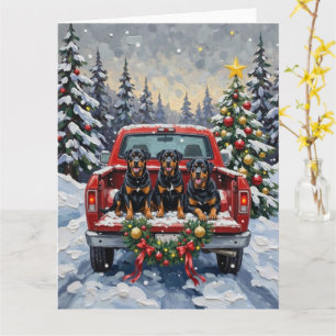 Rottweiler Weihnachten Rotes Lastwagen Ferien Karte
