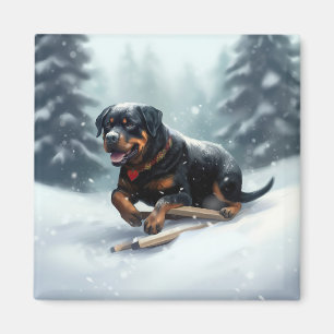 Rottweiler Weihnachten Schnee Winter Kissenhülle Magnet