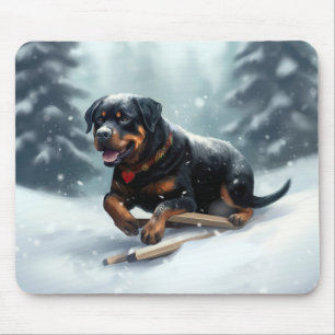 Rottweiler Weihnachten Schnee Winter Kissenhülle Mousepad