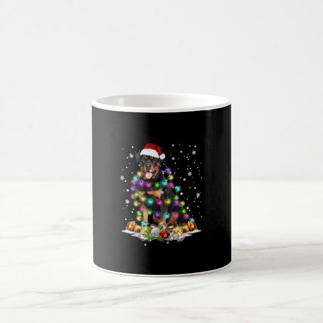 Rottweiler Weihnachtsbaum Lichter Xmas Kaffeetasse (Mittel)