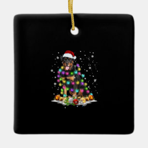 Rottweiler Weihnachtsbaum Lichter Xmas Keramikornament