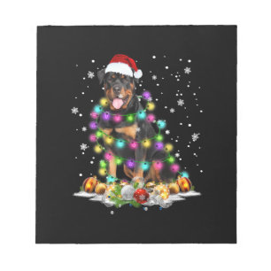 Rottweiler Weihnachtsbaum Lichter Xmas Notizblock