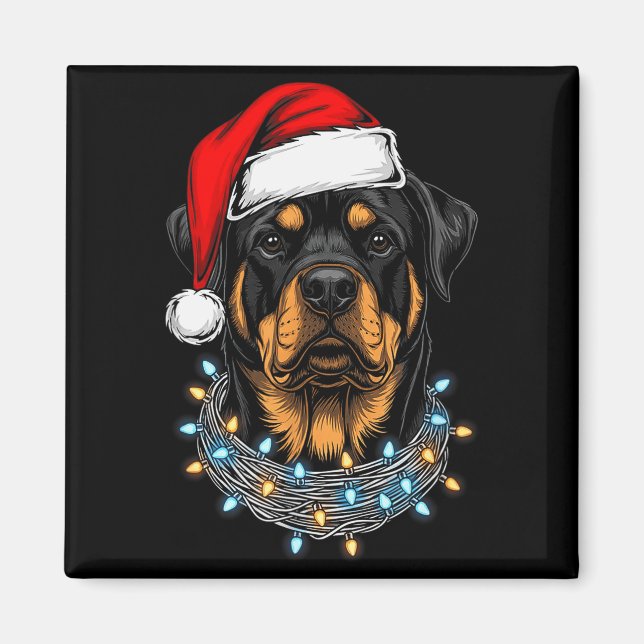 Rottweiler Weihnachtsbeleuchtung Weihnachtsmann Xm Magnet (Vorne)