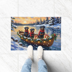 Rottweiler Weihnachtsboot Urlaub Fußmatte