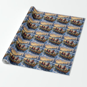 Rottweiler Weihnachtsboot Urlaub Geschenkpapier
