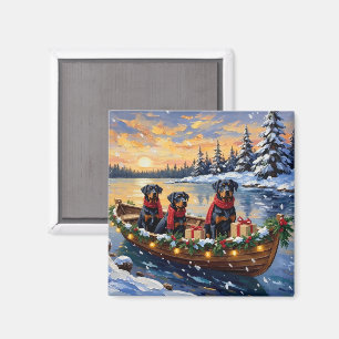 Rottweiler Weihnachtsboot Urlaub Magnet