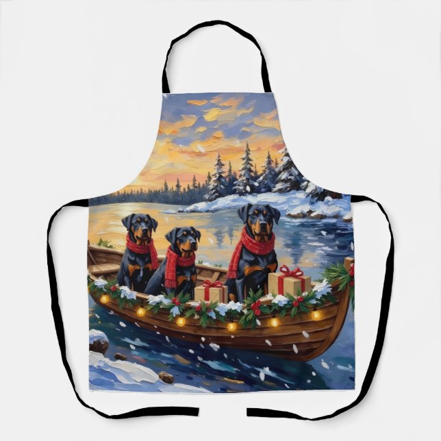 Rottweiler Weihnachtsboot Urlaub Schürze (Vorderseite)