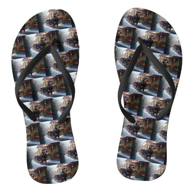Rottweiler Weihnachtsfeiertage Flip Flops (Fußbett)
