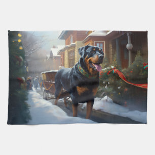 Rottweiler Weihnachtsfeiertage Geschirrtuch