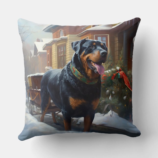 Rottweiler Weihnachtsfeiertage Kissen (Rückseite)