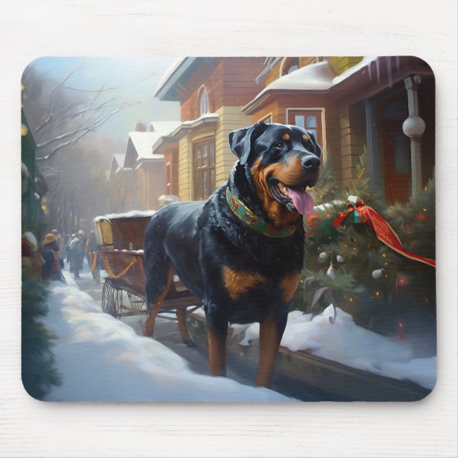 Rottweiler Weihnachtsfeiertage Mousepad (Vorne)