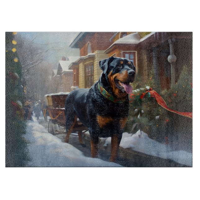 Rottweiler Weihnachtsfeiertage Schneidebrett (Vorderseite)