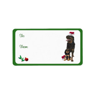 Rottweiler Weihnachtsgeschenk-Umbau-Aufkleber Adressaufkleber