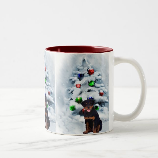 Rottweiler Weihnachtsgeschenke Zweifarbige Tasse (Rechts)