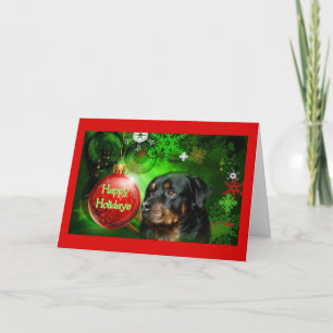 Rottweiler Weihnachtskarte Happy Holidays Ball Feiertagskarte