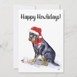 Rottweiler Weihnachtskarte - Happy Howlidays! Feiertagskarte