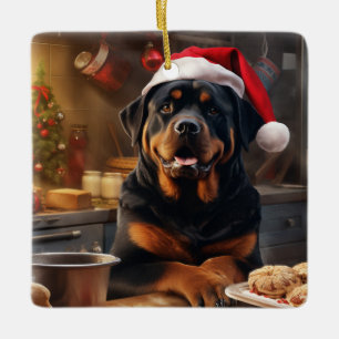 Rottweiler Weihnachtskost Feiertag Keramikornament