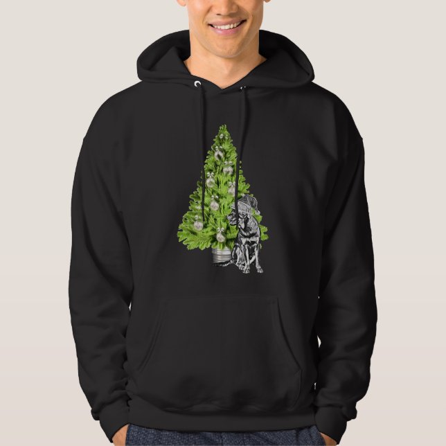 Rottweiler Weihnachtslandschaft mit Christbaum und Hoodie (Vorderseite)