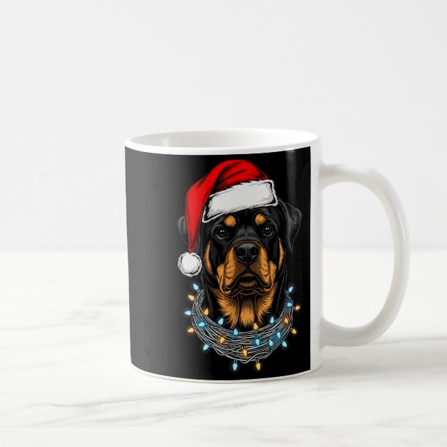 Rottweiler Weihnachtslichter Weihnachtsmann Xmas H Kaffeetasse (Rechts)