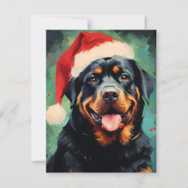 Rottweiler Weihnachtsmalerei Feiertagskarte