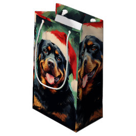 Rottweiler Weihnachtsmalerei Kleine Geschenktüte