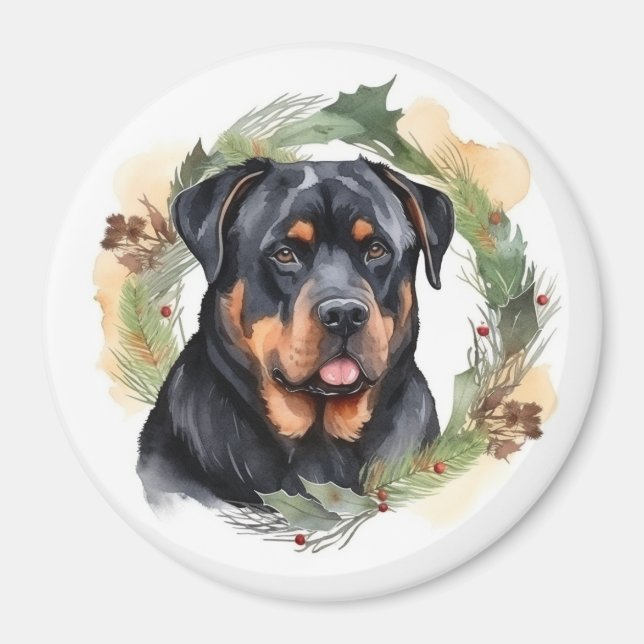 Rottweiler Weihnachtsmann Festliche Jungfrau Magnet (Vorne)