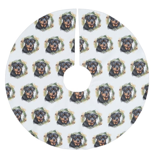 Rottweiler Weihnachtsmann Festliche Jungfrau Polyester Weihnachtsbaumdecke (Vorderseite)