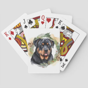 Rottweiler Weihnachtsmann Festliche Jungfrau Spielkarten