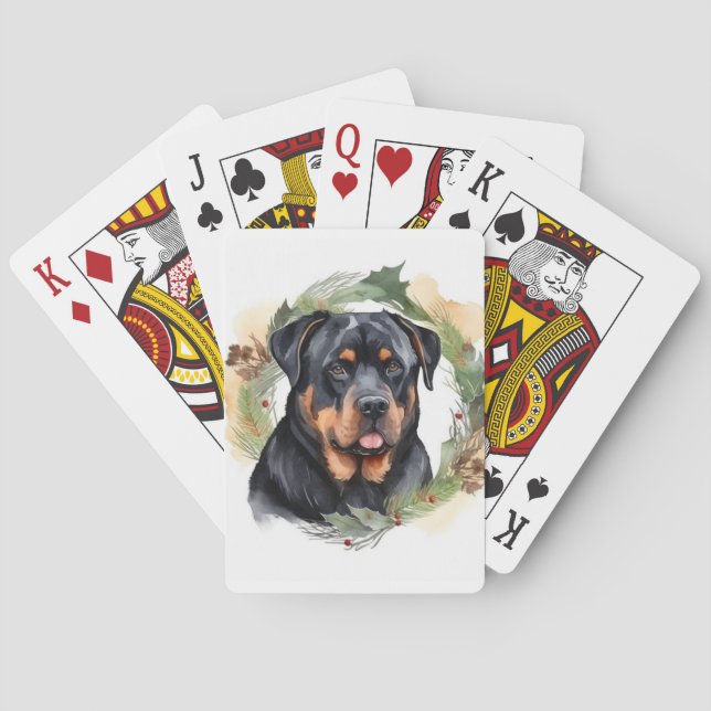 Rottweiler Weihnachtsmann Festliche Jungfrau Spielkarten (Rückseite)